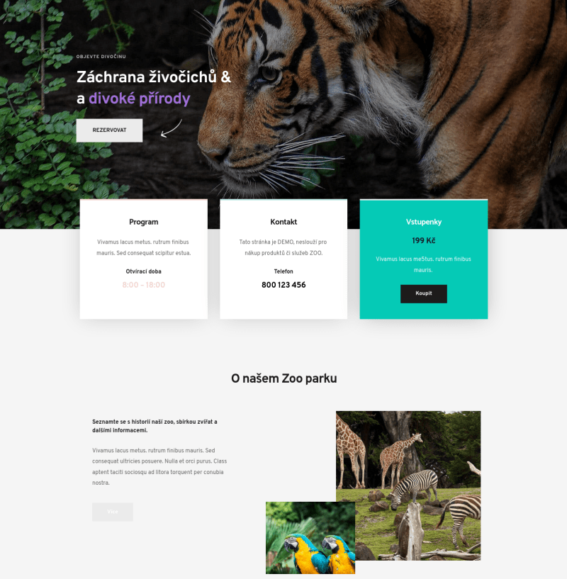 Web pro zoo